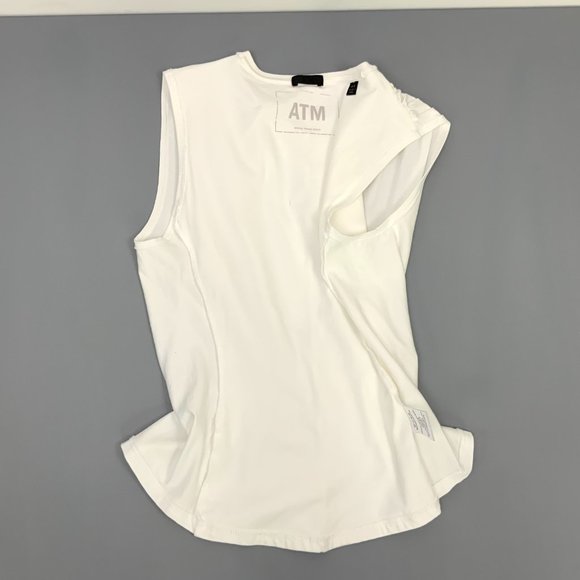 ATM Anthony Thomas Melillo White Cotton Gathered Tee Top Sz M - Picture 15 of 16